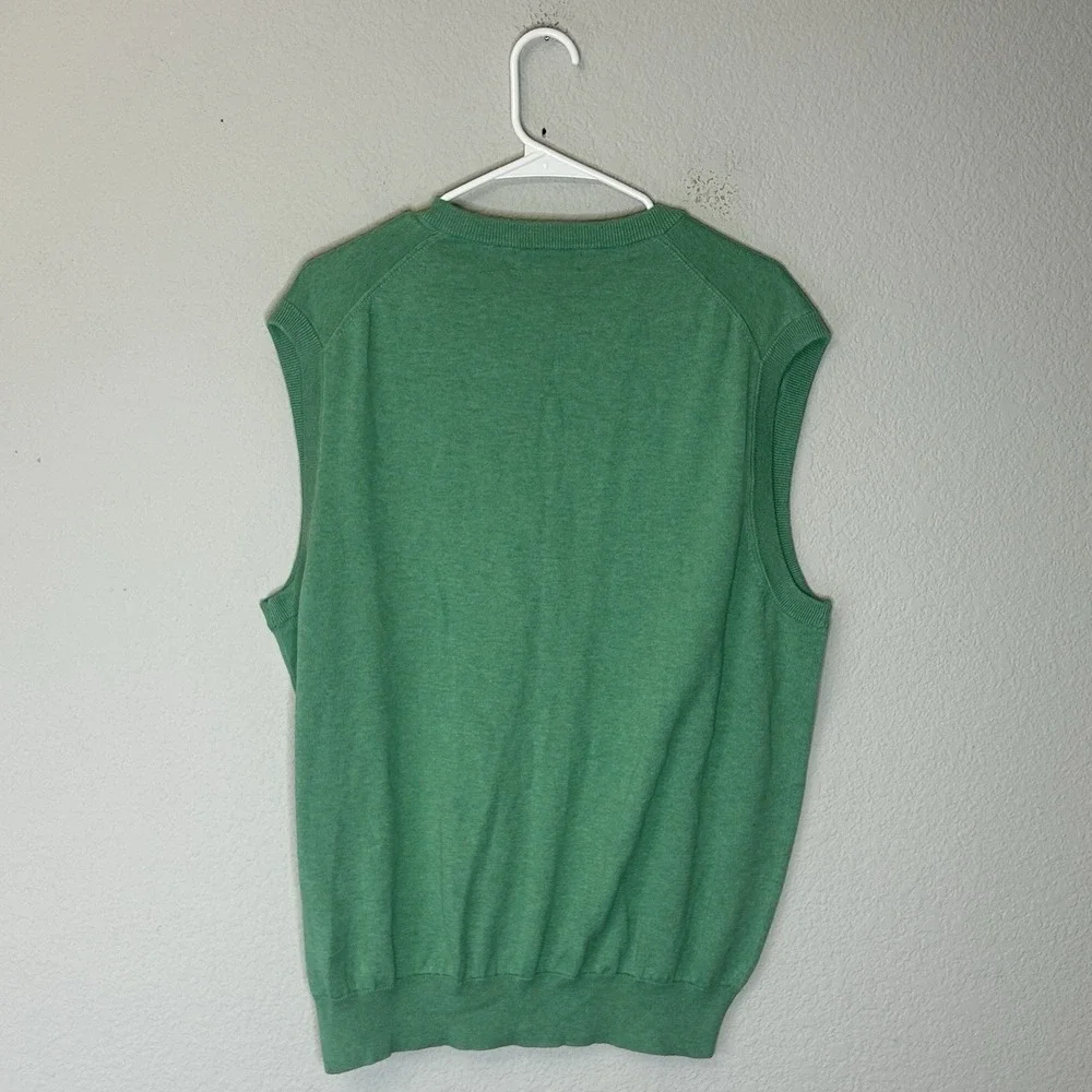Brooks Brothers Pullover Sweater Vest Men's XL Green Solid 100% Supima Cotton